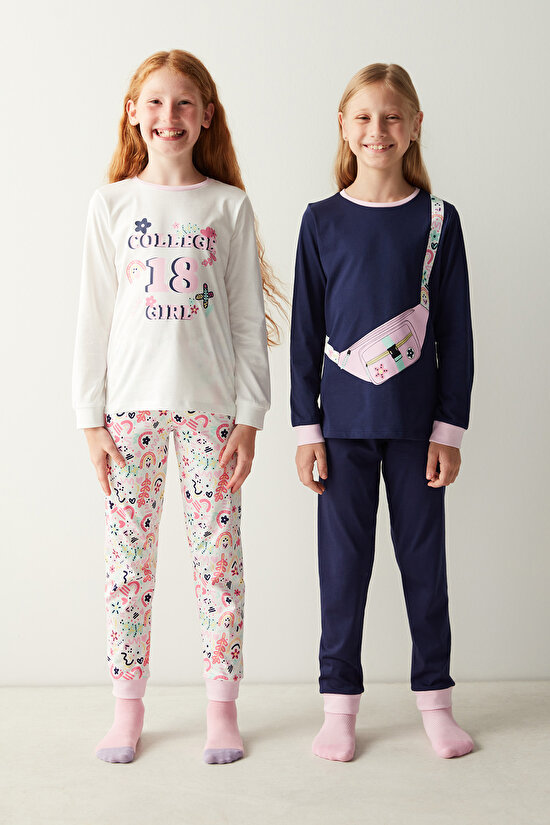 Kız Çocuk College Girl LS 2li Pijama Takımı - 3