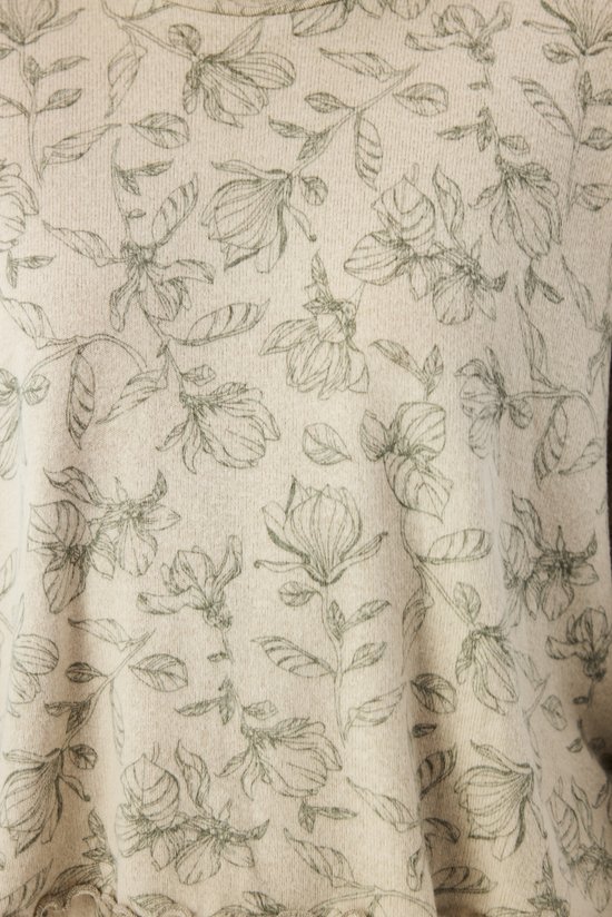 Bej Maria Çiçekli Uzun Kollu Pantolon Pijama Takımı - 3