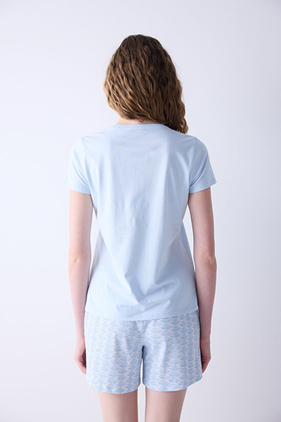Sea Açık Mavi Şortlu Pijama Takımı Sea Açık Mavi Şortlu Pijama Takımı - 4