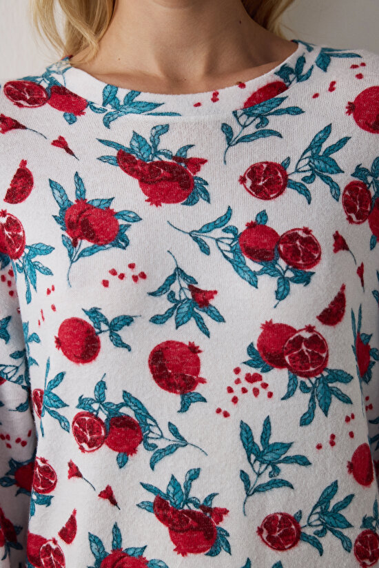 Best Season Crew Neck Long Sleeve Thermal Effect Pajama Top - 2