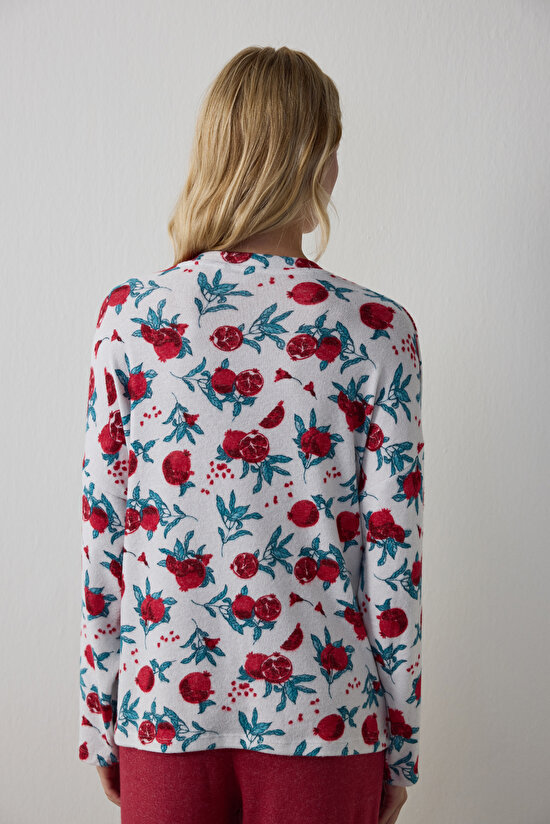 Best Season Crew Neck Long Sleeve Thermal Effect Pajama Top - 3