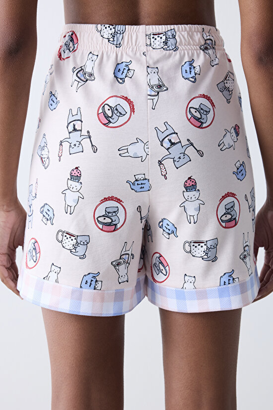 Pamuklu Joyful Printed Açık Pembe Şort Pijama Altı - 3