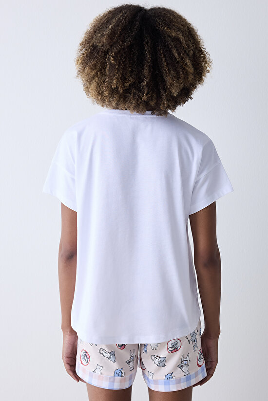 Pamuklu Joyful Printed Açık Pembe Şort Pijama Altı - 4