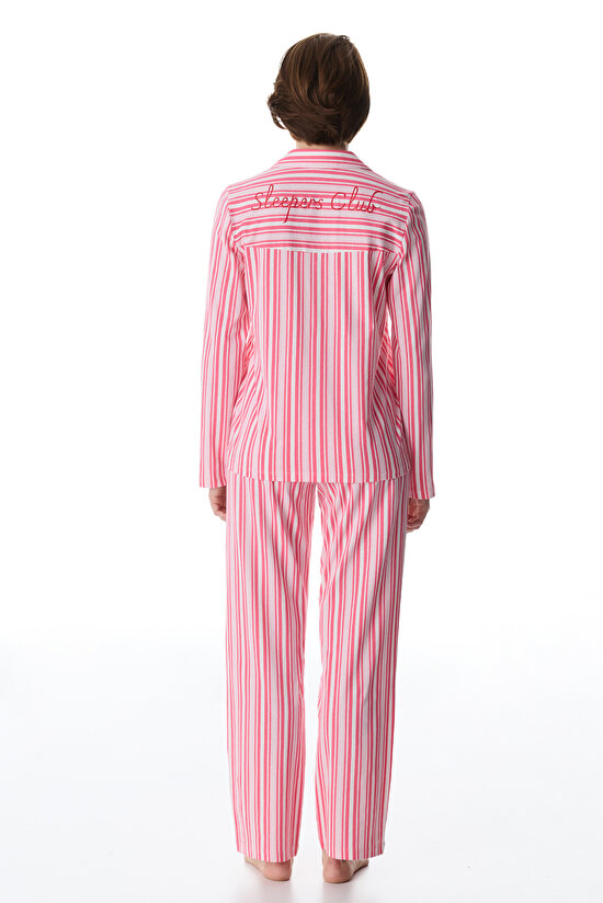 Pembe Sleeper Club Gömlek Pantolon Pijama Takımı - 6