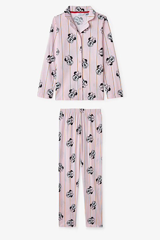 İnci Pembe Kız Çocuk Lic Minnie Fam Gömlek Pijama Takımı - 4