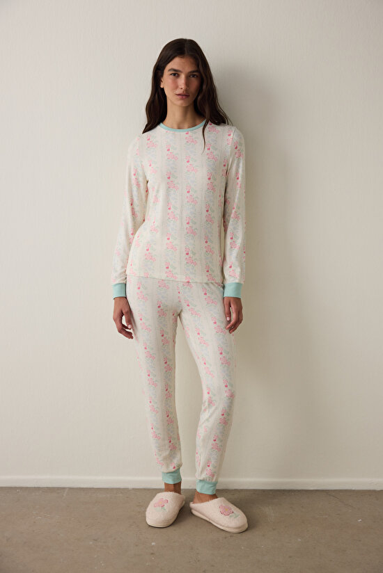 Gardenya Cute Flowers Çiçekli Termal Etkisi Pijama Altı - 4