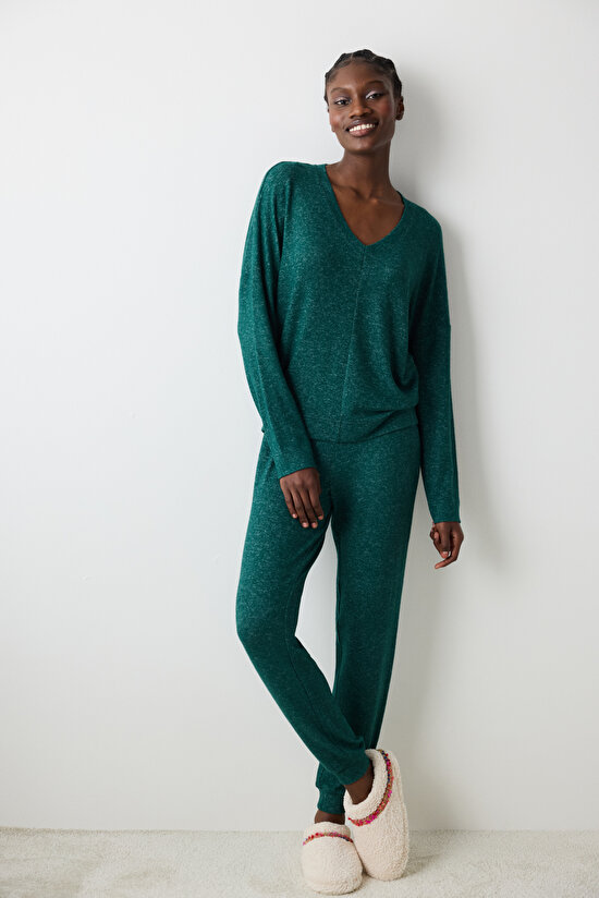 Winter Wishes Dark Green Pant PJ Set - 1