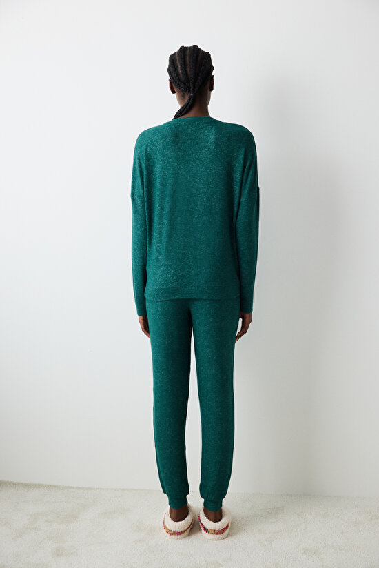 Winter Wishes Dark Green Pant PJ Set - 4
