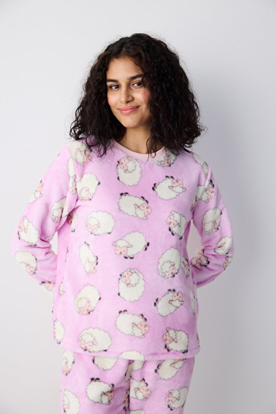 Cute Sheeps Lila Pantolon Pijama Takımı Cute Sheeps Lila Pantolon Pijama Takımı - 3