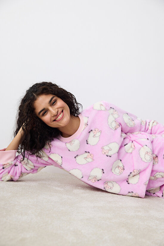 Cute Sheeps Lila Pantolon Pijama Takımı Cute Sheeps Lila Pantolon Pijama Takımı - 4