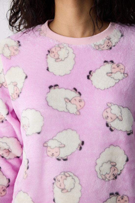 Cute Sheeps Lila Pantolon Pijama Takımı Cute Sheeps Lila Pantolon Pijama Takımı - 5