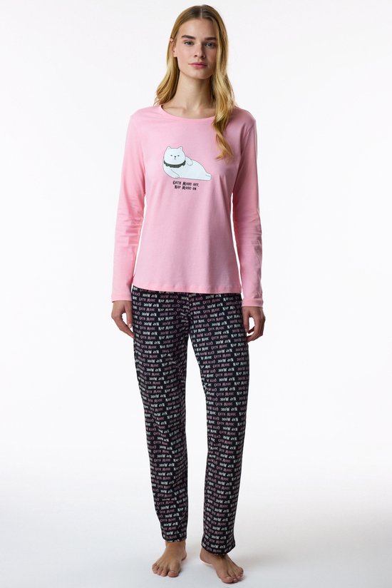 Pembe Nap Mode Çiçekli Uzun Kollu Pantolon Pijama Takımı - 2