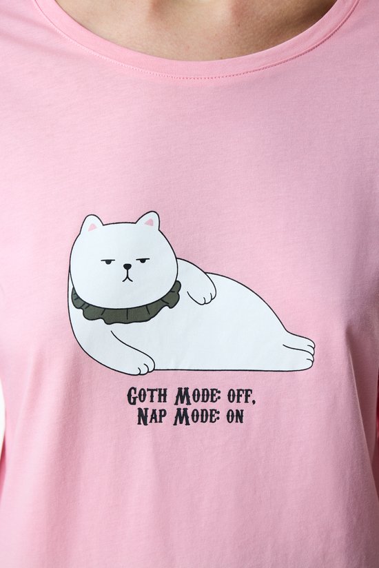 Pembe Nap Mode Çiçekli Uzun Kollu Pantolon Pijama Takımı - 3