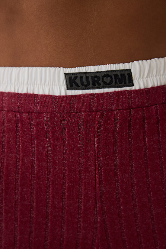 Bordo Kuromi Baskılı Uzun Kollu Pijama Takımı - 5