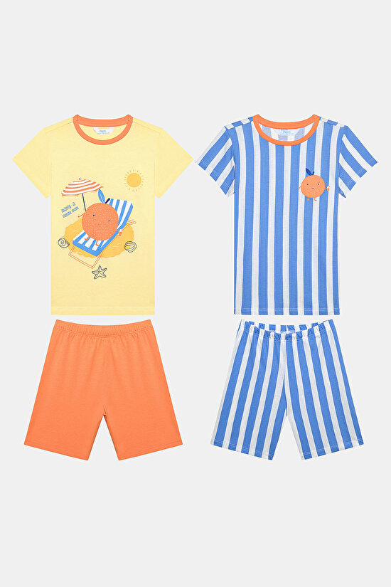 Erkek Çocuk Orange 2li Pijama Takımı - 1