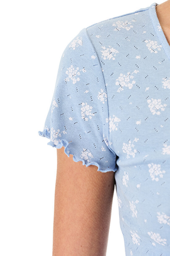 Blue Coralie Pointel Shorts Pajama Set - 3