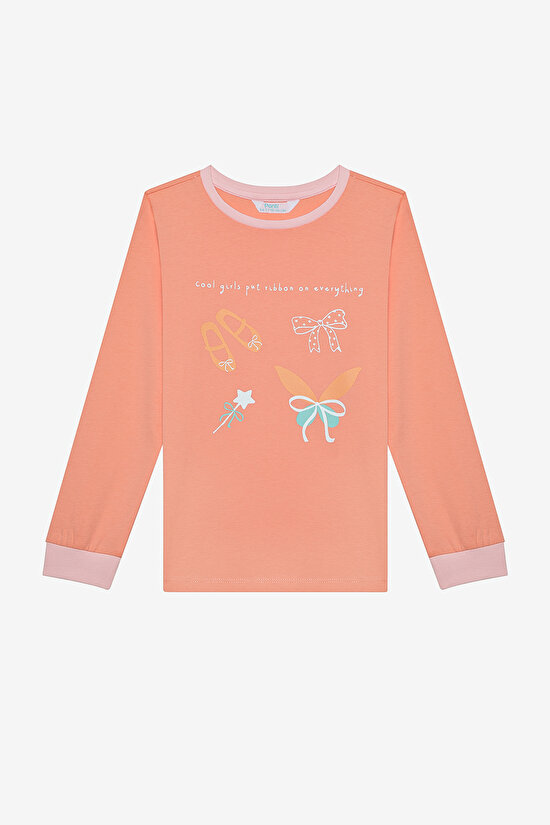 Kız Çocuk Put On Ribbon Pamuklu 2li Çok Renkli Pijama Takımı - 6