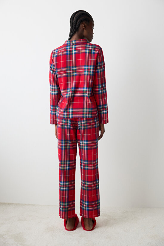 New York Red Checked Kırmızı Gömlek Pantolon Pijama Takımı New York Red Checked Kırmızı Gömlek Pantolon Pijama Takımı - 4