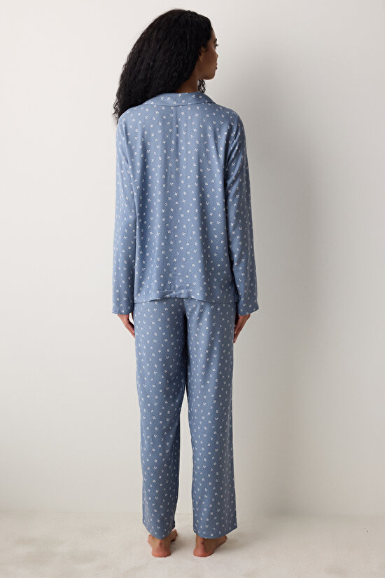 Çok Renkli Relaxation Gömlek Pantolon Pijama Takımı - 5