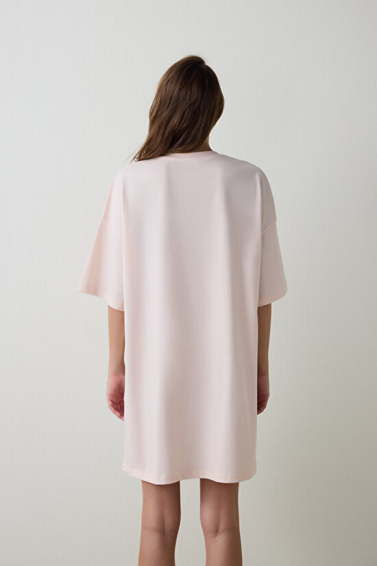 Açık Pembe Looney Tunes Lola Bunny Pamuklu Kısa Kollu Termal Etkisi Gecelik - 4