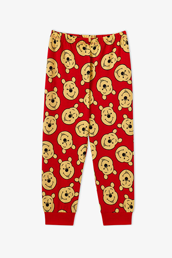 Kız Çocuk Kırmızı Winnie The Pooh Pamuklu Kısa Kollu Pijama Takımı - 3