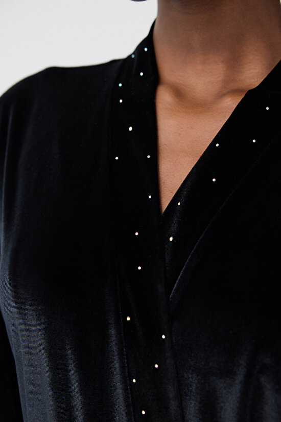 Party Kadife Siyah Sabahlık - 4