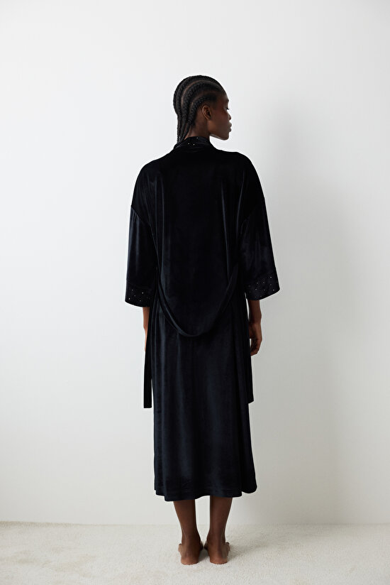 Party Kadife Siyah Sabahlık - 5