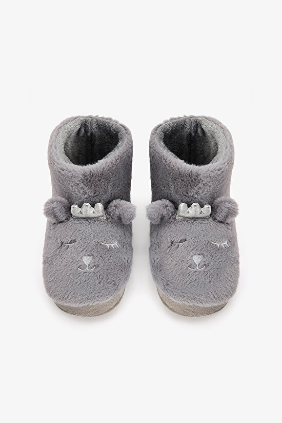 Gri Hayvan Nakışlı Softy Ev Botu - 1