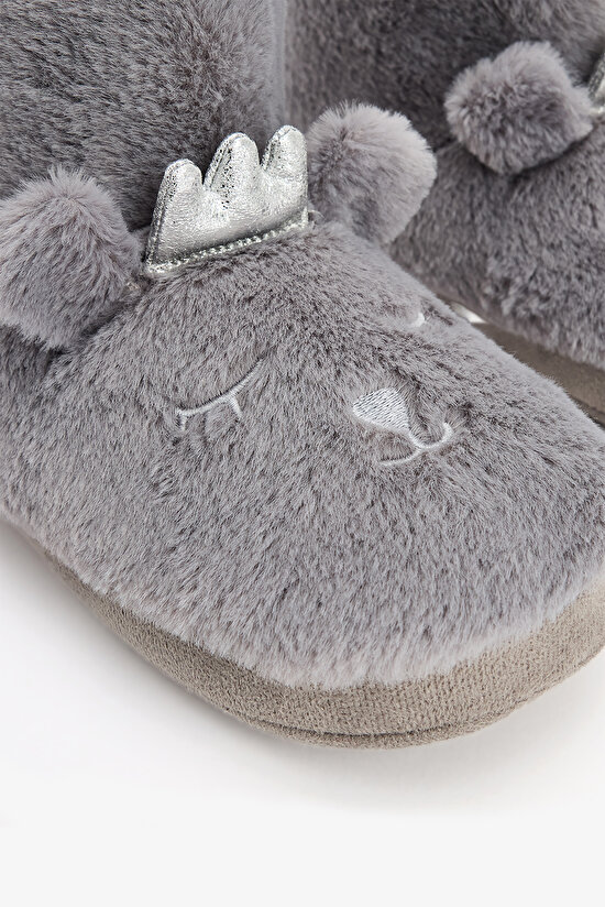 Gri Hayvan Nakışlı Softy Ev Botu - 3