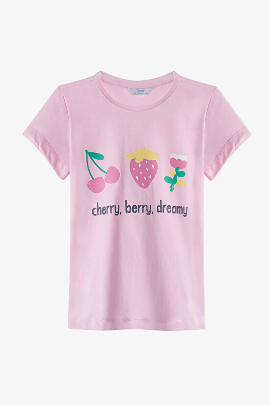 Light Pink Girls Cherry,Berry 2in1 Pajama Set - 3