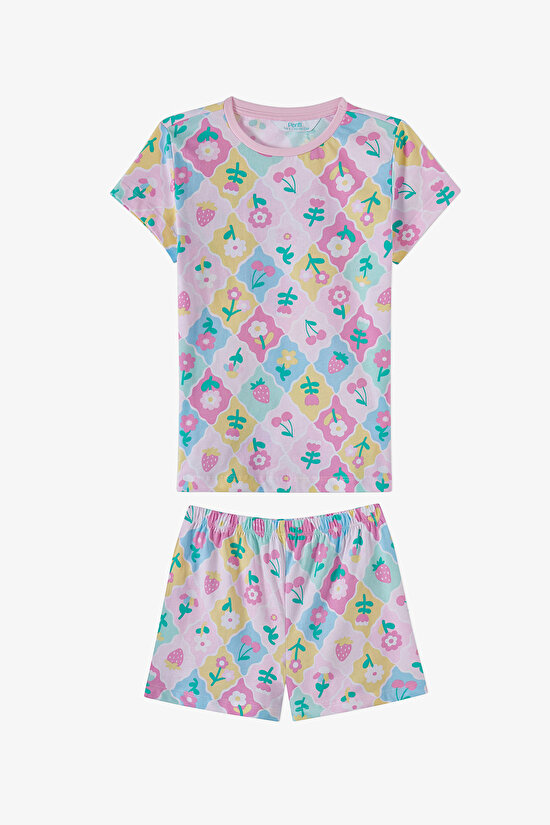 Light Pink Girls Cherry,Berry 2in1 Pajama Set - 5