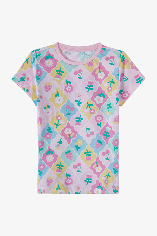 Light Pink Girls Cherry,Berry 2in1 Pajama Set - 6