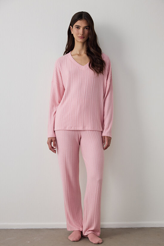 Pembe Cozy Pink Pantolon Pijama Takımı - 1