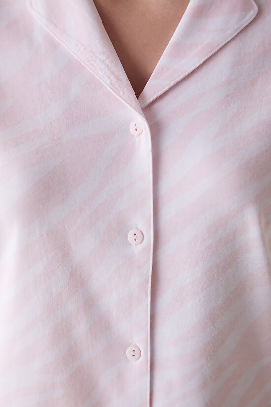Base Pink Zebra Gömlek Pantolon Pijama Takımı - 4