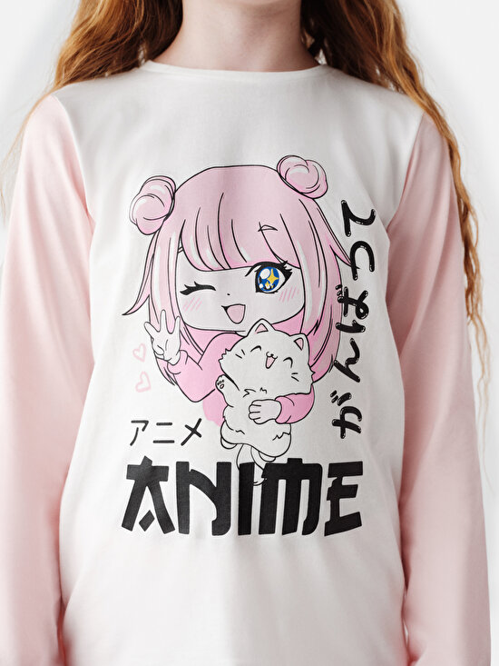 Kız Çocuk Anime Desenli 2 li Pijama Takım - 2
