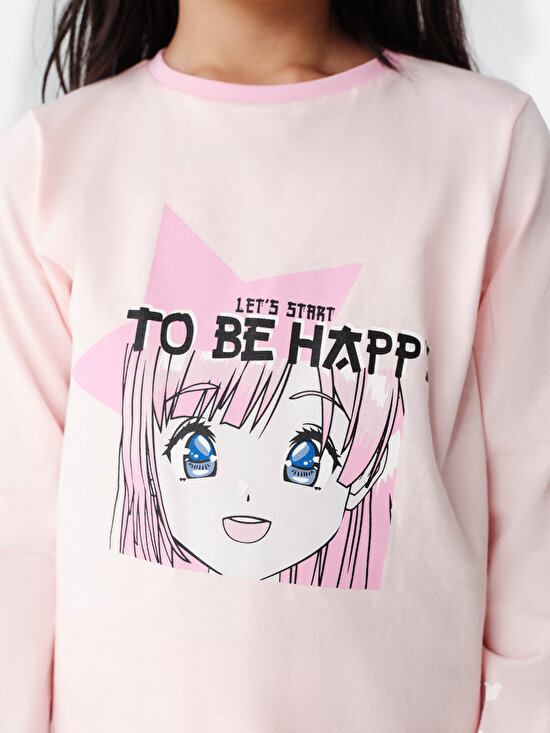 Kız Çocuk Anime Desenli 2 li Pijama Takım - 3
