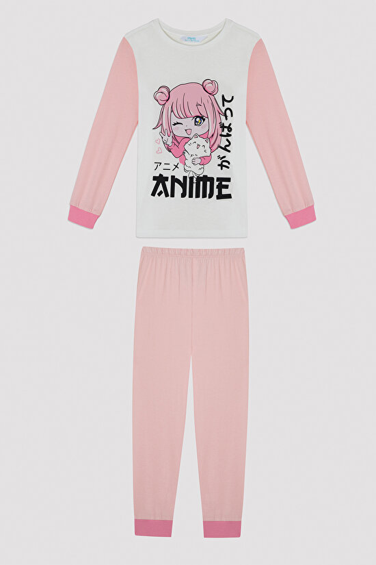 Kız Çocuk Anime Desenli 2 li Pijama Takım - 8