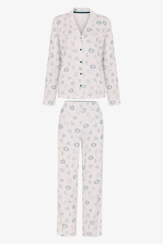 Ecru Winter Time New Year Print Long Sleeve Shirt & Trouser Pyjama Set - 1
