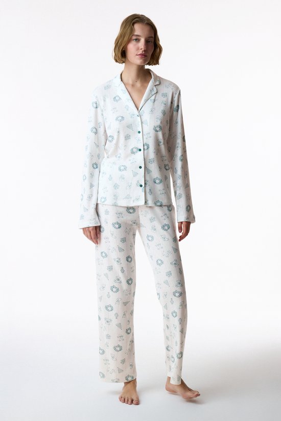 Ecru Winter Time New Year Print Long Sleeve Shirt & Trouser Pyjama Set - 2