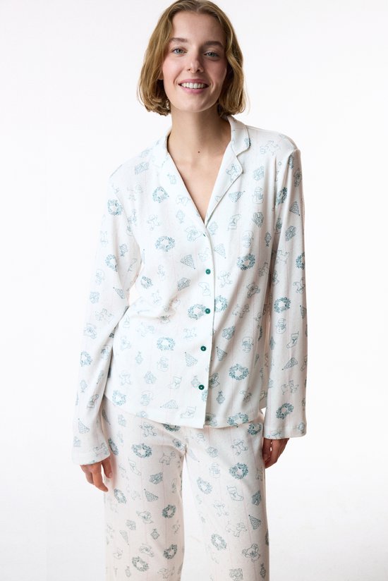 Ecru Winter Time New Year Print Long Sleeve Shirt & Trouser Pyjama Set - 3