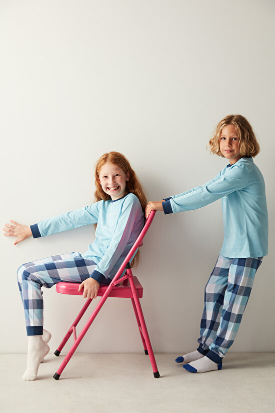 Unisex Çocuk Family Formula Slogan Baskılı Pijama Takımı - 1