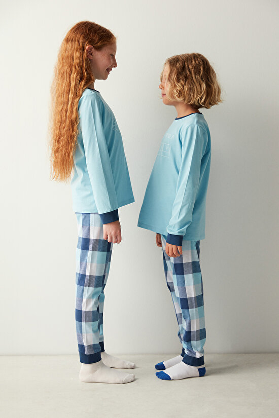Unisex Çocuk Family Formula Slogan Baskılı Pijama Takımı - 4