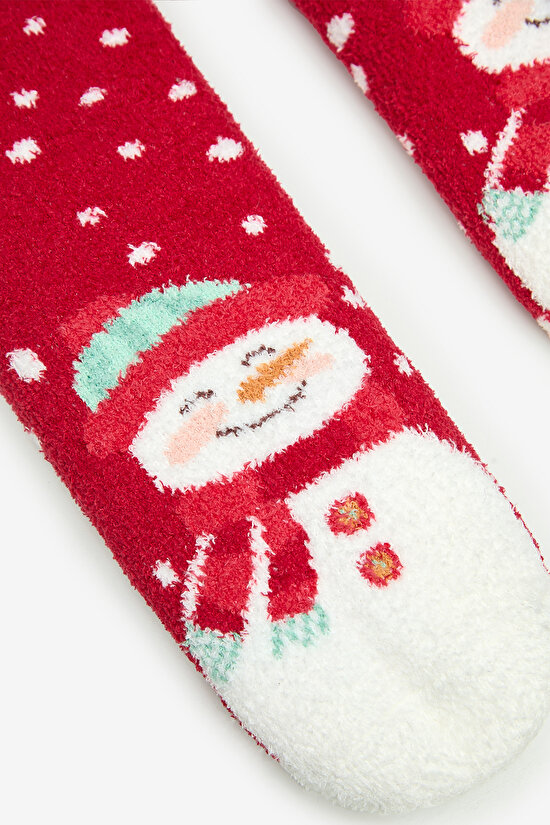 Unisex Snowman Kırmızı Soket Çorap Unisex Snowman Kırmızı Soket Çorap - 3
