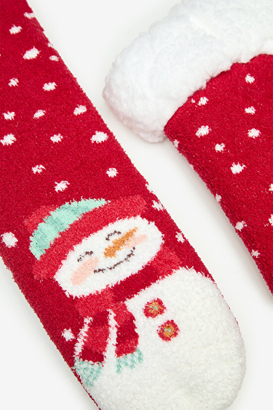 Unisex Snowman Kırmızı Soket Çorap Unisex Snowman Kırmızı Soket Çorap - 4