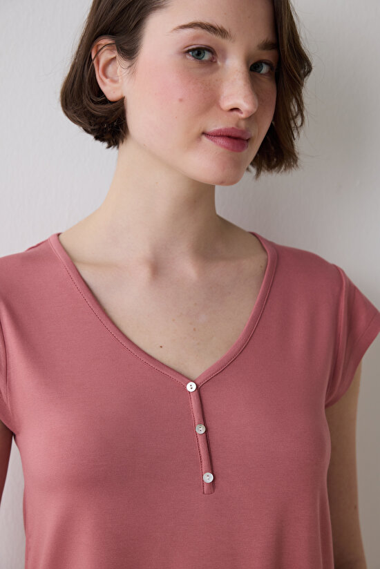 Mia Kapri Gül Kurusu Pijama Takımı - 3