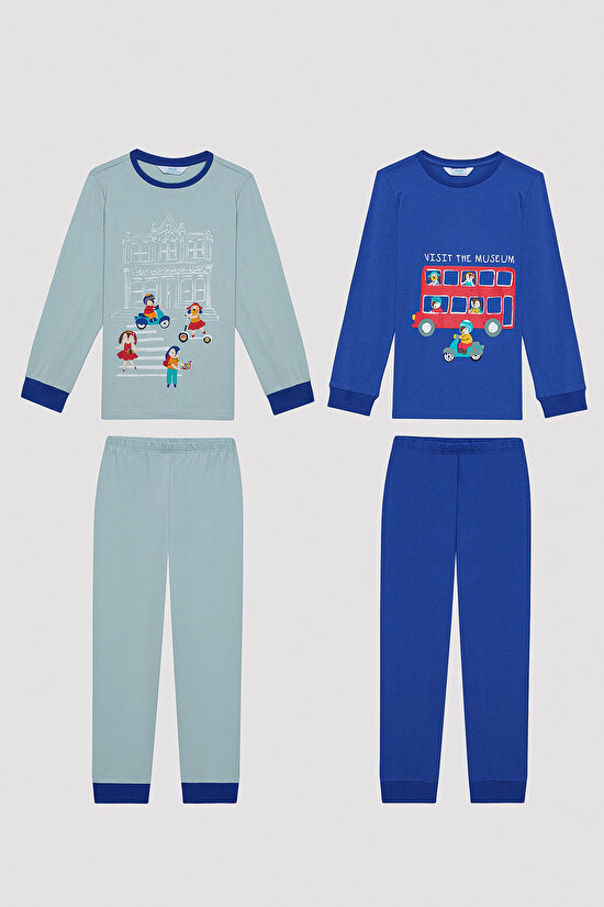 Erkek Çocuk Visit Museum Çok Renkli 2li Pijama Takımı - 1