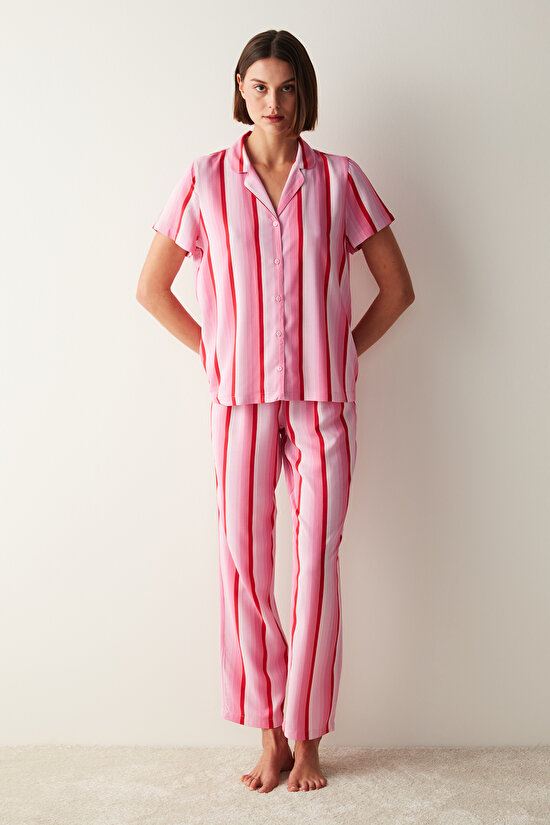 Yours Truly Short Sleeve Shirt Pants Pyjamas Set - 1