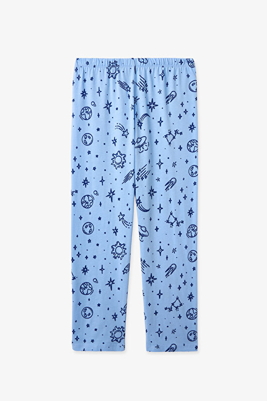 Mavi Erkek Çocuk Cosmic Gömlek Pijama Takımı - 3