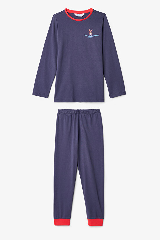 Erkek Çocuk Acrobat Çizgili Pamuklu Uzun Kollu 2'li Pijama Takımı - 5