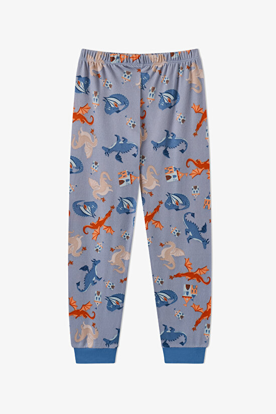 Erkek Çocuk Mavi Mystic Dragons Uzun Kollu Pijama Takımı - 3